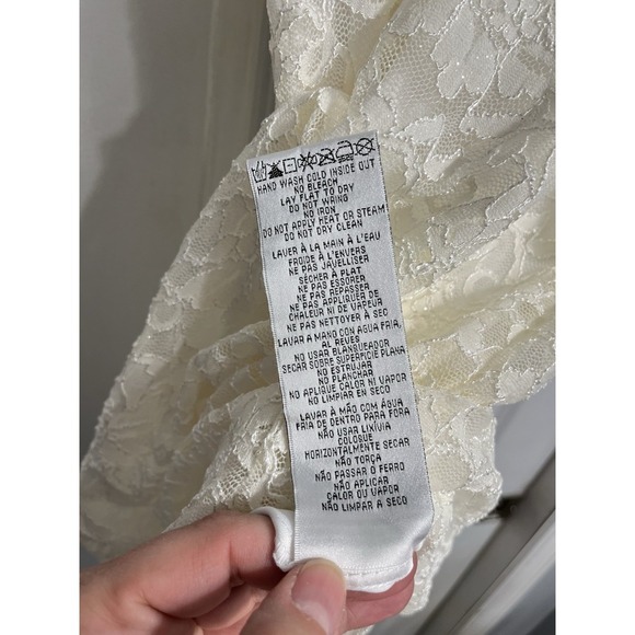 David's Bridal Babydoll Halter White Sequin Dress Sz 14 Lace Dainty Wedding Prom - Picture 6 of 16